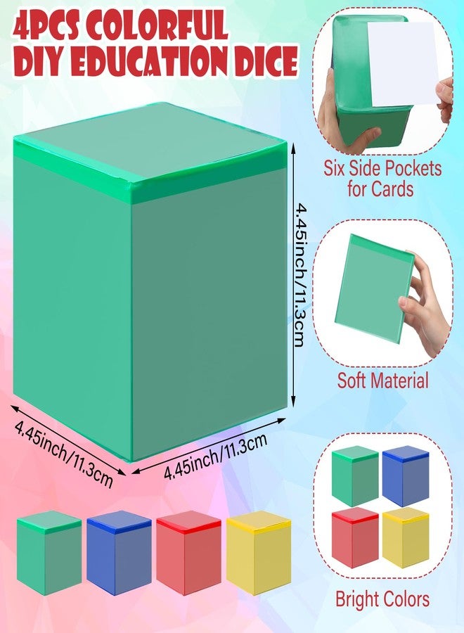 Lunmon 4 Pcs 4. 5 Inch Large DIY Pocket Dice Foam Stacking Blocks Education Learning Playing Cubes Teaching Tools for Early Education Activities - Image 2